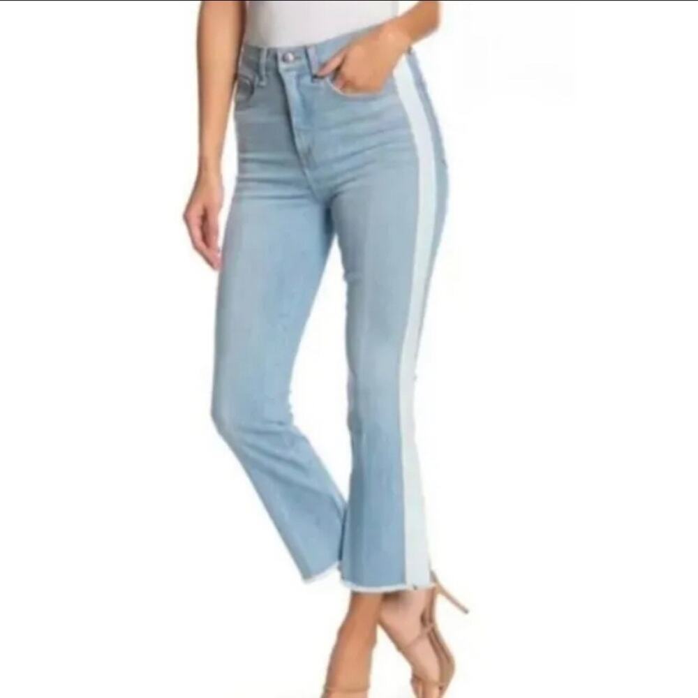 Veronica‎ Beard Carly Kick Flare Jeans Sz 24 Side Stripe High Rise Crop USA